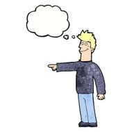 cartoon happy pointing man with thought bubble N21