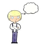 cartoon staring boy with thought bubble N26