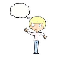 cartoon staring boy with thought bubble N27