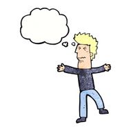 cartoon stressed man with thought bubble N70