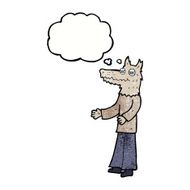 cartoon wolf man with thought bubble N52