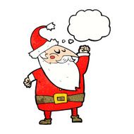 cartoon santa claus punching air with thought bubble N19