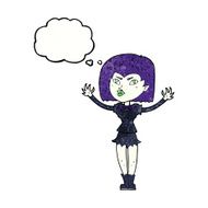 cartoon vampire girl with thought bubble N229