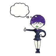 cartoon vampire girl giving thumbs up symbol with thought bubble N11