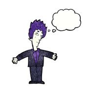 cartoon vampire man with thought bubble N125