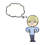 cartoon proud man with thought bubble N31
