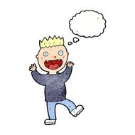 cartoon crazy happy man with thought bubble N11