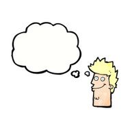 cartoon happy man face with thought bubble N17