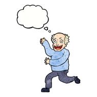 cartoon evil old man with thought bubble N21