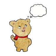 cartoon cute teddy bear with scarf thought bubble N3