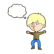 cartoon suspicious man with thought bubble N43