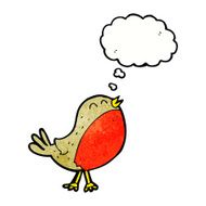 cartoon christmas robin with thought bubble N10