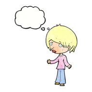 cartoon confused woman with thought bubble N85