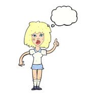 cartoon tough woman with idea thought bubble N10