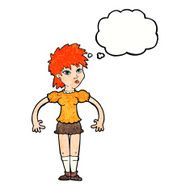 cartoon curious woman with thought bubble N56