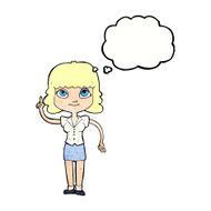 cartoon woman with idea thought bubble N246