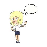 cartoon pretty woman waving with thought bubble N93