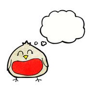 funny cartoon christmas robin with thought bubble N11