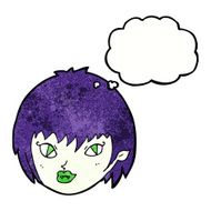 cartoon vampire girl face with thought bubble N11