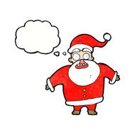 cartoon shocked santa claus with thought bubble N11