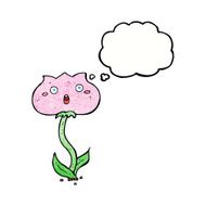 cartoon shocked flower with thought bubble N11