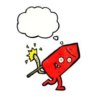 cartoon funny firework character with thought bubble N21