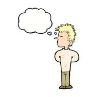 cartoon man ignoring with thought bubble N10