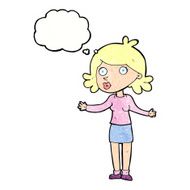 cartoon confused woman with thought bubble N86