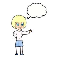 cartoon welcoming woman with thought bubble N11