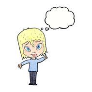 cartoon woman with idea thought bubble N247