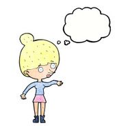 cartoon surprised woman with thought bubble N255
