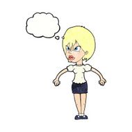 Cartoon Annoyed Woman With Thought Bubble N192