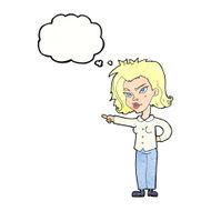 cartoon woman pointing with thought bubble N225