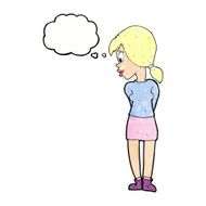 cartoon pretty girl with thought bubble N101