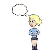 cartoon girl talking with thought bubble N11