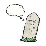 cartoon spooky grave with thought bubble N15