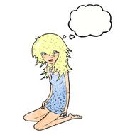 cartoon pretty girl with thought bubble N103