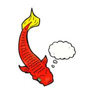 cartoon fish with thought bubble N97