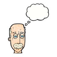 cartoon annoyed old man with thought bubble N72