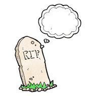 cartoon spooky grave with thought bubble N16