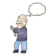 cartoon angry old man with thought bubble N145