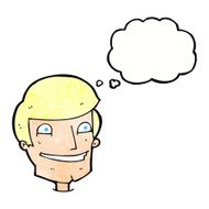 cartoon grinning man with thought bubble N91