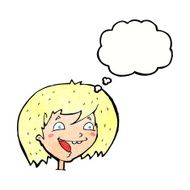 cartoon happy girl with thought bubble N91