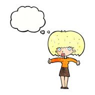 cartoon woman giving thumbs up symbol with thought bubble N71