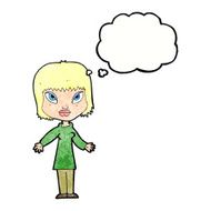 cartoon woman with open arms thought bubble N104