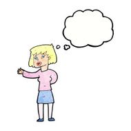 cartoon woman explaining with thought bubble N54