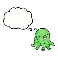 cartoon alien squid face with thought bubble N30