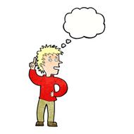 cartoon boy with idea thought bubble N68