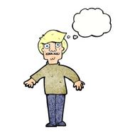 cartoon shocked man with thought bubble N114
