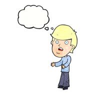 cartoon shocked man with thought bubble N115